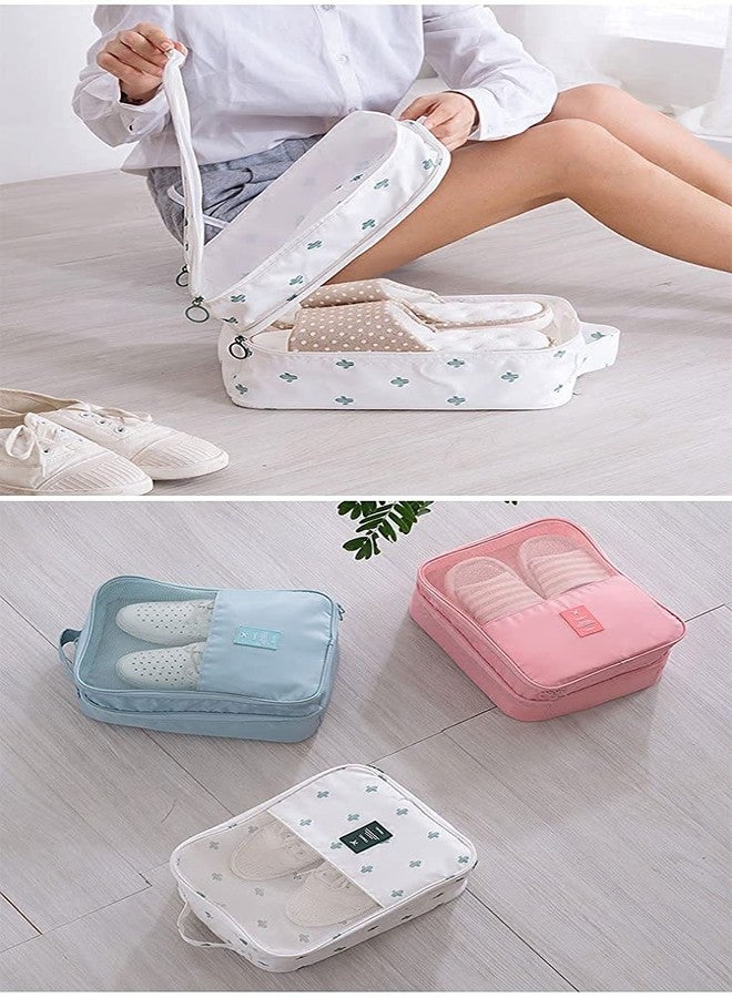 GIANT IMPEX 3 Layer's Waterproof Travel Shoe Bags | Multipurpose | Portable Shoe Storage Holder| Tote Bag | Nylon Footwear Organiser |Wardrobe Pouch-(Black Lemon & Grey) Pack of 2 (Blue &Light Pink) - Image 5